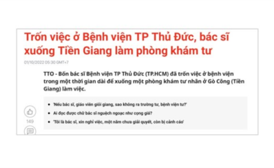 Làm rõ thêm thông tin báo Tuổi trẻ phản ánh bác sĩ của Bệnh viện Thành phố Thủ Đức trốn việc xuống Tiền Giang làm phòng khám tư